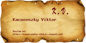 Kacsovszky Viktor névjegykártya